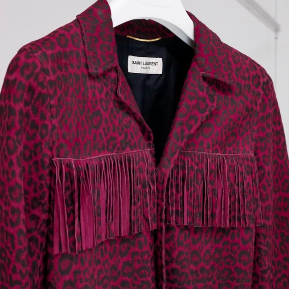 Saint Laurent Fringed Leopard Print Curtis Jacket - Picture 4 of 13